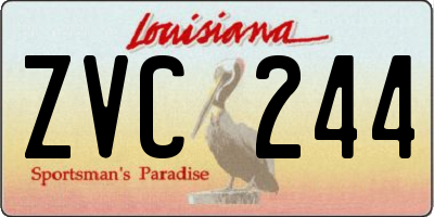 LA license plate ZVC244