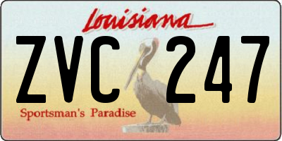 LA license plate ZVC247