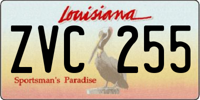 LA license plate ZVC255