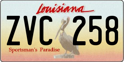 LA license plate ZVC258