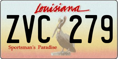 LA license plate ZVC279