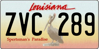 LA license plate ZVC289