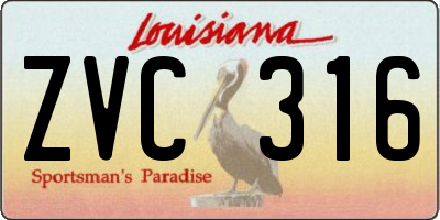 LA license plate ZVC316