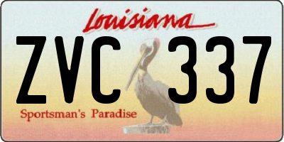 LA license plate ZVC337