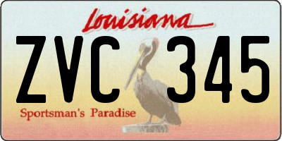 LA license plate ZVC345