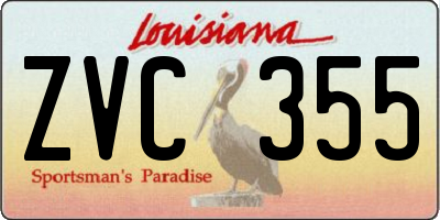 LA license plate ZVC355