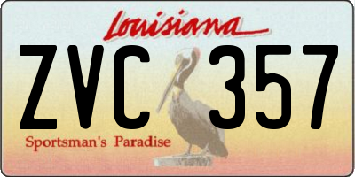 LA license plate ZVC357