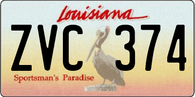 LA license plate ZVC374