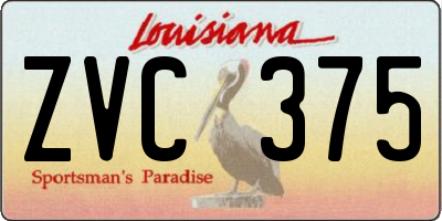 LA license plate ZVC375