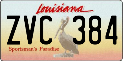 LA license plate ZVC384