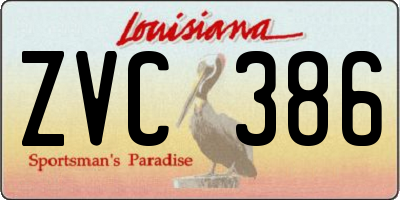 LA license plate ZVC386