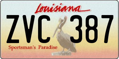 LA license plate ZVC387