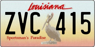 LA license plate ZVC415