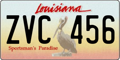 LA license plate ZVC456