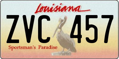 LA license plate ZVC457