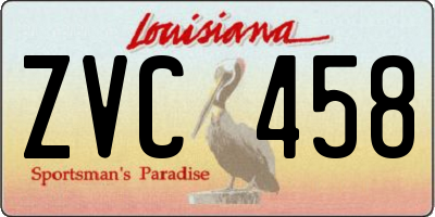 LA license plate ZVC458
