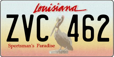 LA license plate ZVC462