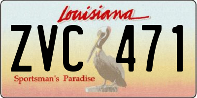 LA license plate ZVC471