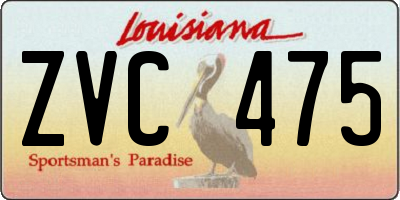 LA license plate ZVC475