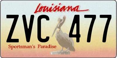 LA license plate ZVC477