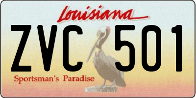 LA license plate ZVC501