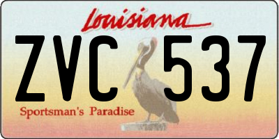 LA license plate ZVC537