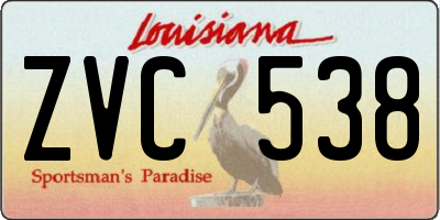 LA license plate ZVC538