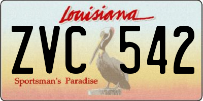 LA license plate ZVC542