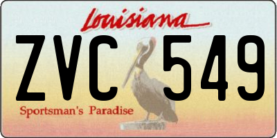 LA license plate ZVC549