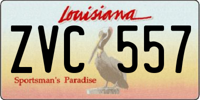 LA license plate ZVC557