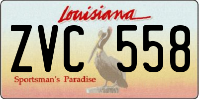 LA license plate ZVC558