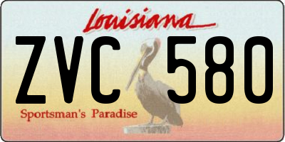 LA license plate ZVC580