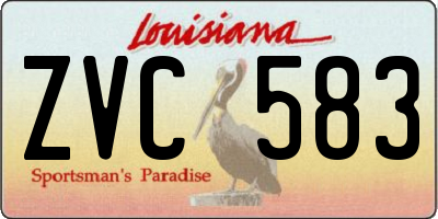 LA license plate ZVC583