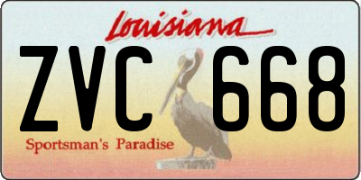 LA license plate ZVC668