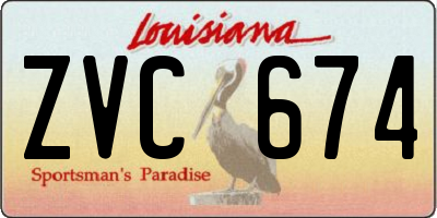 LA license plate ZVC674