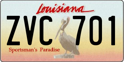 LA license plate ZVC701