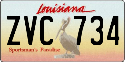 LA license plate ZVC734