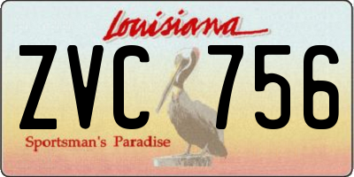 LA license plate ZVC756