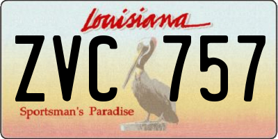LA license plate ZVC757