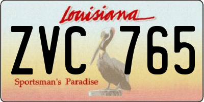 LA license plate ZVC765