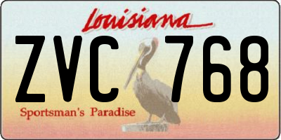 LA license plate ZVC768