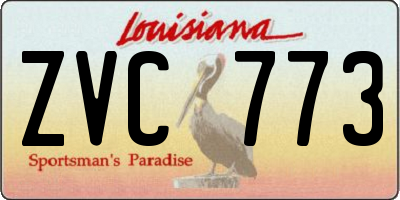 LA license plate ZVC773