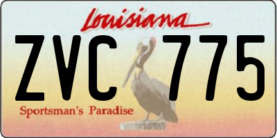 LA license plate ZVC775