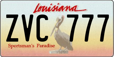 LA license plate ZVC777