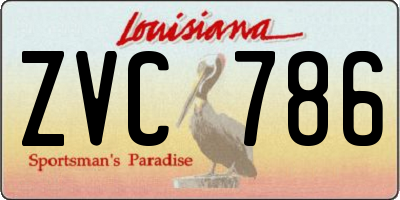 LA license plate ZVC786