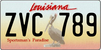 LA license plate ZVC789
