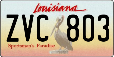 LA license plate ZVC803