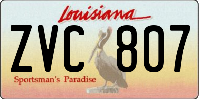 LA license plate ZVC807