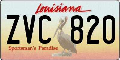LA license plate ZVC820