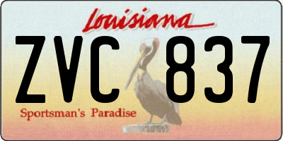 LA license plate ZVC837